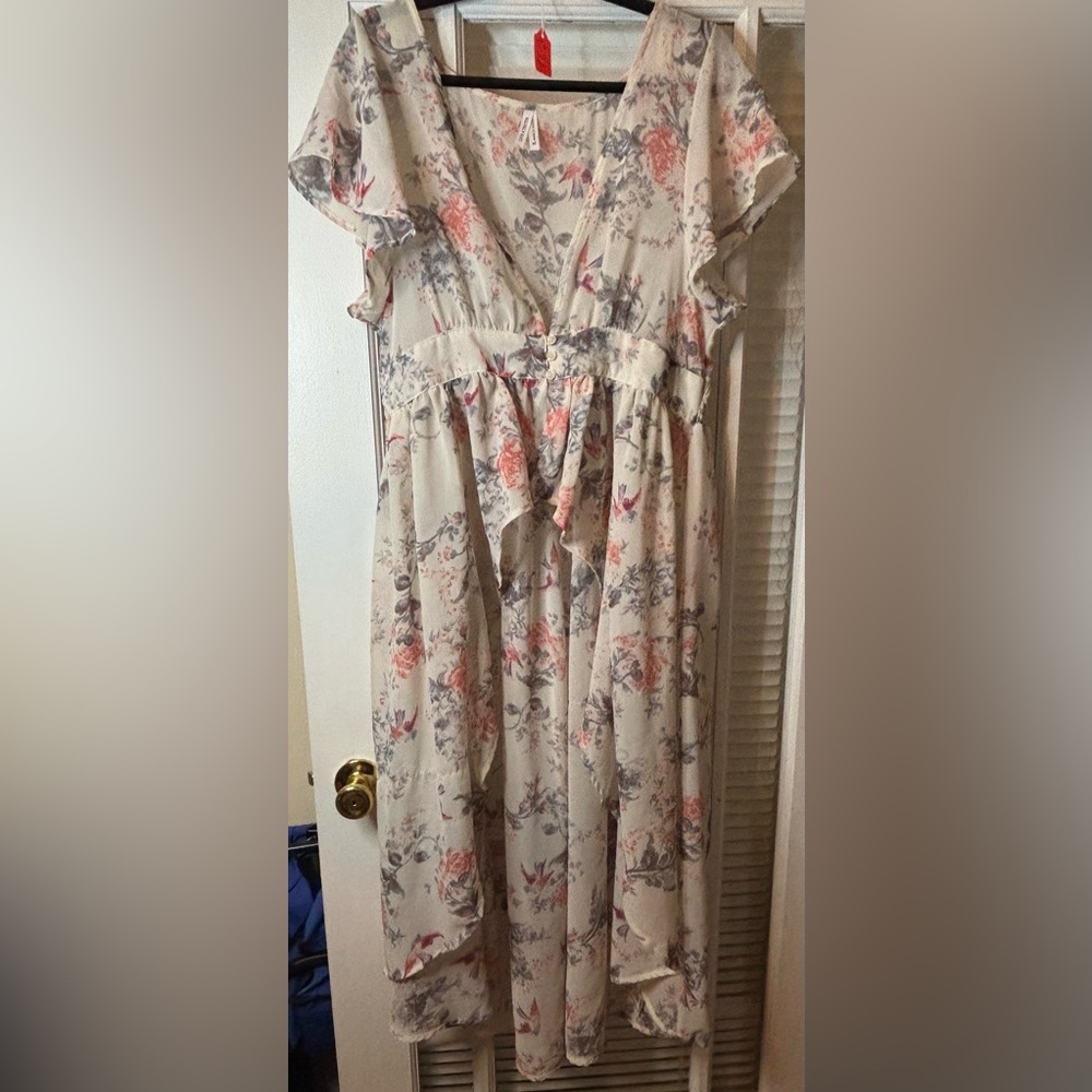 Floral V-Neck Duster/Coverup